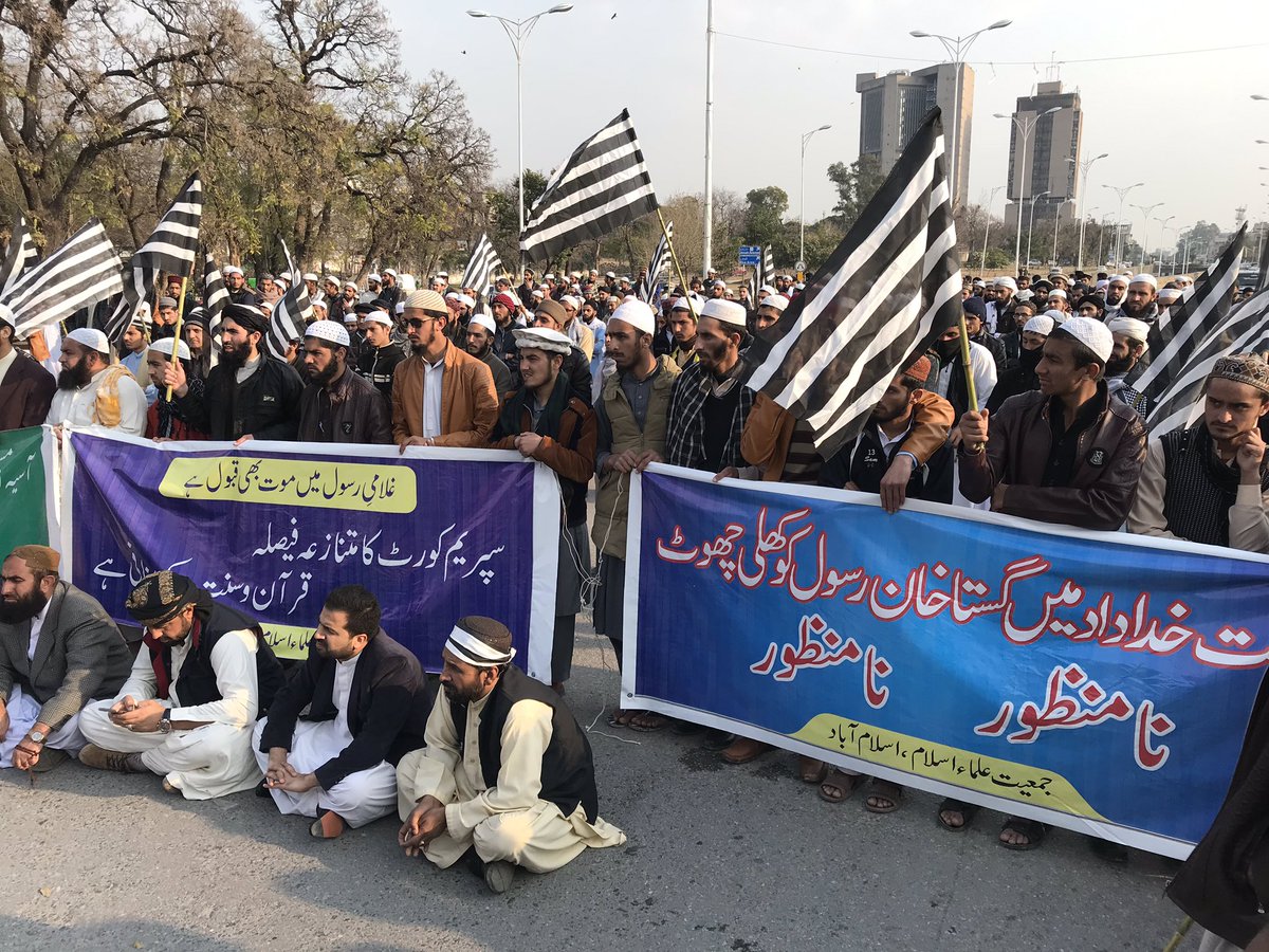 Pakistani Islamist party JUI-F protesting against acquittal of Aasia Bibi in Islamabad.   