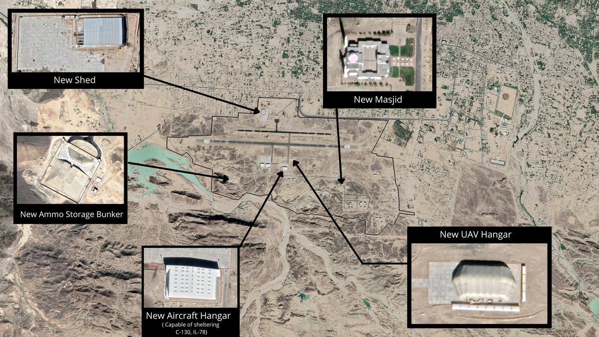 Turbat Airbase (Operated by Pak Navy) in Pakistan's Balochistan province is undergoing massive upgrades.   Satellite Imagery shows the construction of a new UAV shelter at the Airbase, which will enhance the PN's ISR capabilities in the Arabian sea & Balochistan region